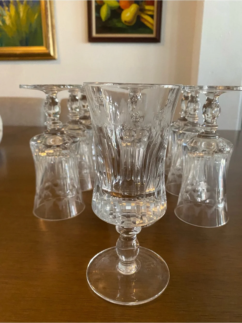Vintage Cut Goblet Glasses - Clear Stemware from Italy